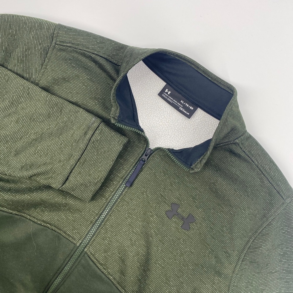Under Armour ColdGear Jacket Mens XL Olive Green Full Zip Fleece Outdoors Hiking